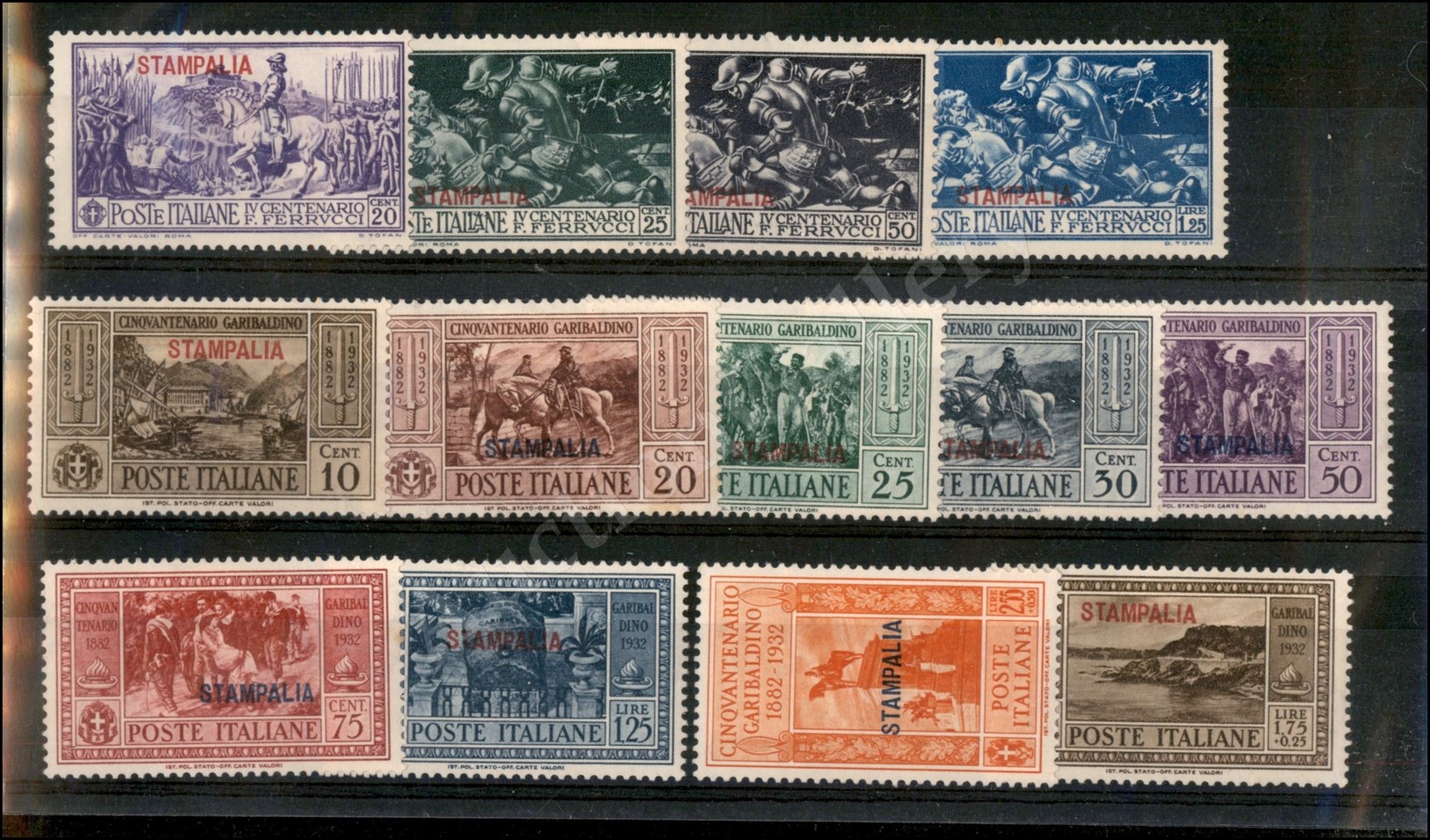 0702 EGEO - 1930/1932 - Stampalia - Cartoncino Con 13 Valori Diversi Del Periodo - Autres & Non Classés