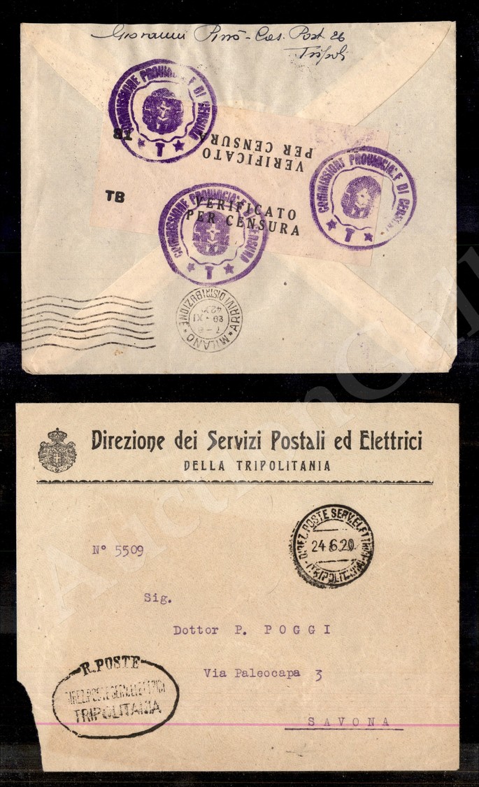 1050 Posta Aerea (R) Tripoli D’Africa 24.11.40 (p.ti 12) - Aerogramma Affrancato (51 + Aerea 28) Per Milano - Autres & Non Classés