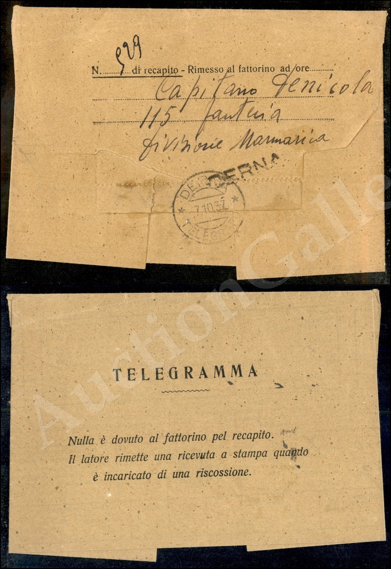 1290 Derna Telegrafo 7.10.37 (p.ti 11) - Intero Telegramma - Sonstige & Ohne Zuordnung