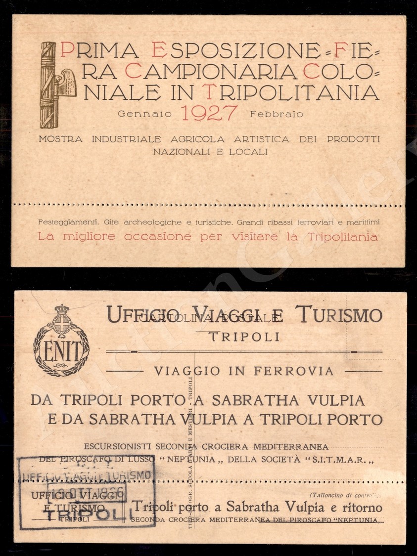 1335 1927 - Prima Fiera - Cartoncino Pubblicitario Dell’ ENIT Del 19.10.26 - Sonstige & Ohne Zuordnung