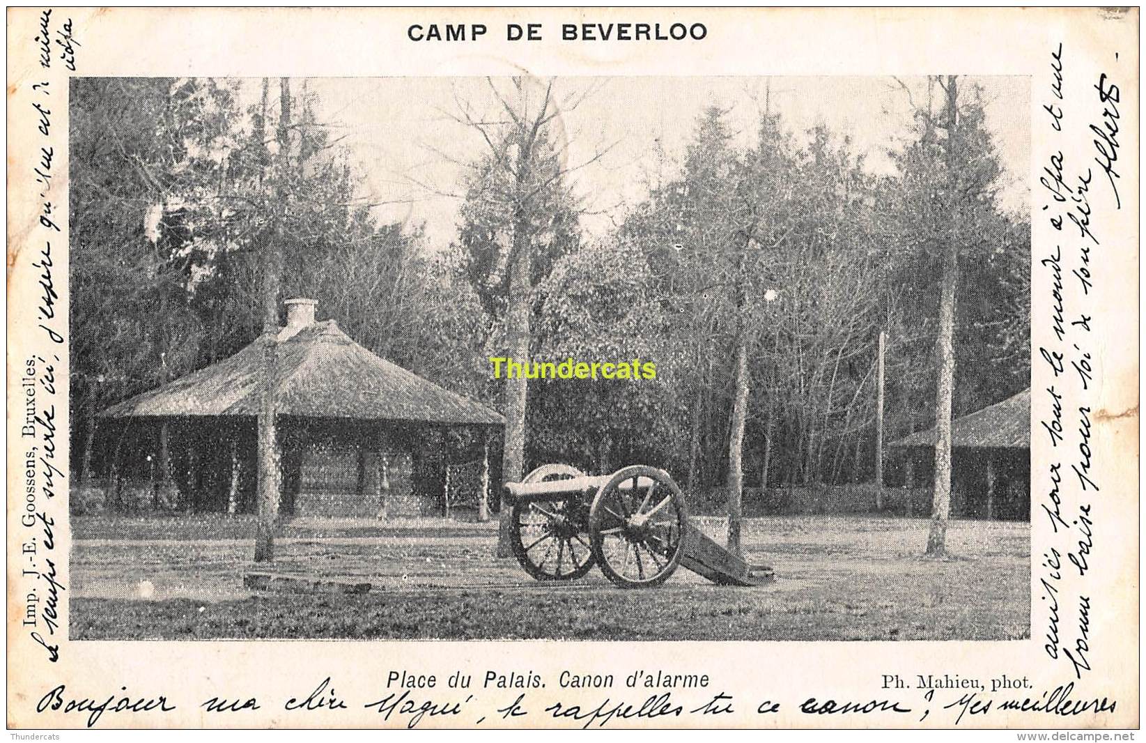 CPA CAMP DE BEVERLOO IMP. GOOSSENS MAHIEU PLACE DU PALAIS CANON D'ALARME - Leopoldsburg (Kamp Van Beverloo)