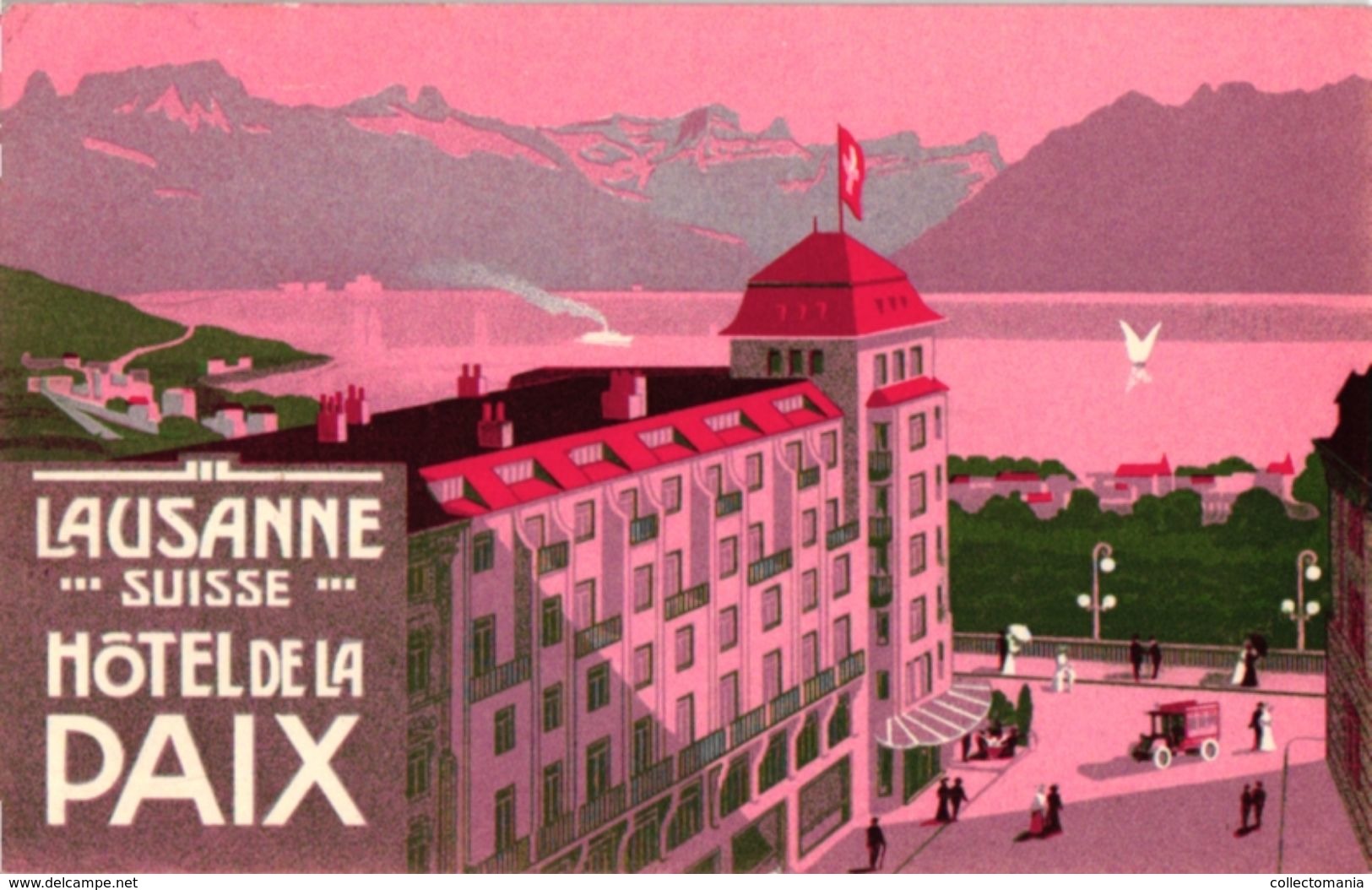 4 P.C. Lausanne Hôtel De La Paix  Adelboden Basel Continental  Zurich Hôtel Bellevue Au Lac - Bellevue