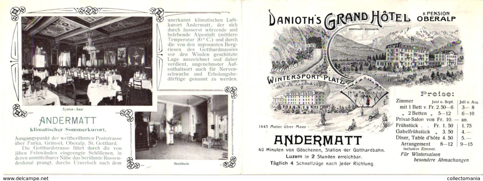 2 Brochures  Andermatt Danioth's Grand Hôtel  Oberalp-Engadin Wintersport -Platz  Kanton Uri  Hôtel Krone Altdorf - Dépliants Touristiques