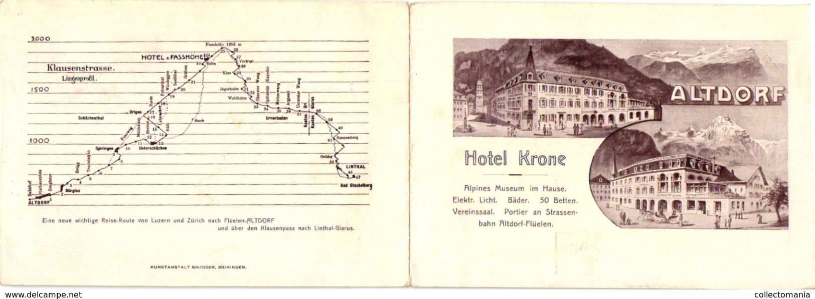 2 Brochures  Andermatt Danioth's Grand Hôtel  Oberalp-Engadin Wintersport -Platz  Kanton Uri  Hôtel Krone Altdorf