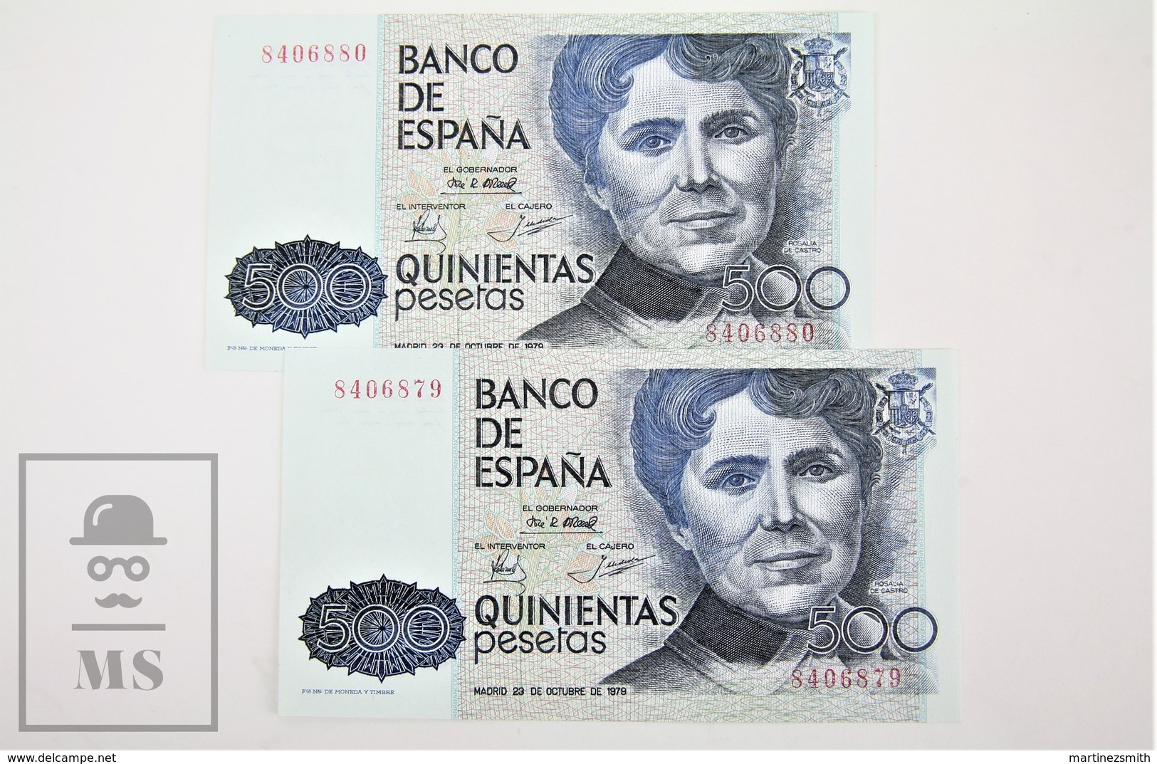 Spain/ España 500 Pesetas/ Ptas Spanish Banknote - Issued 1979, No Series, Correlative Pair - UNC Quality - [ 4] 1975-… : Juan Carlos I