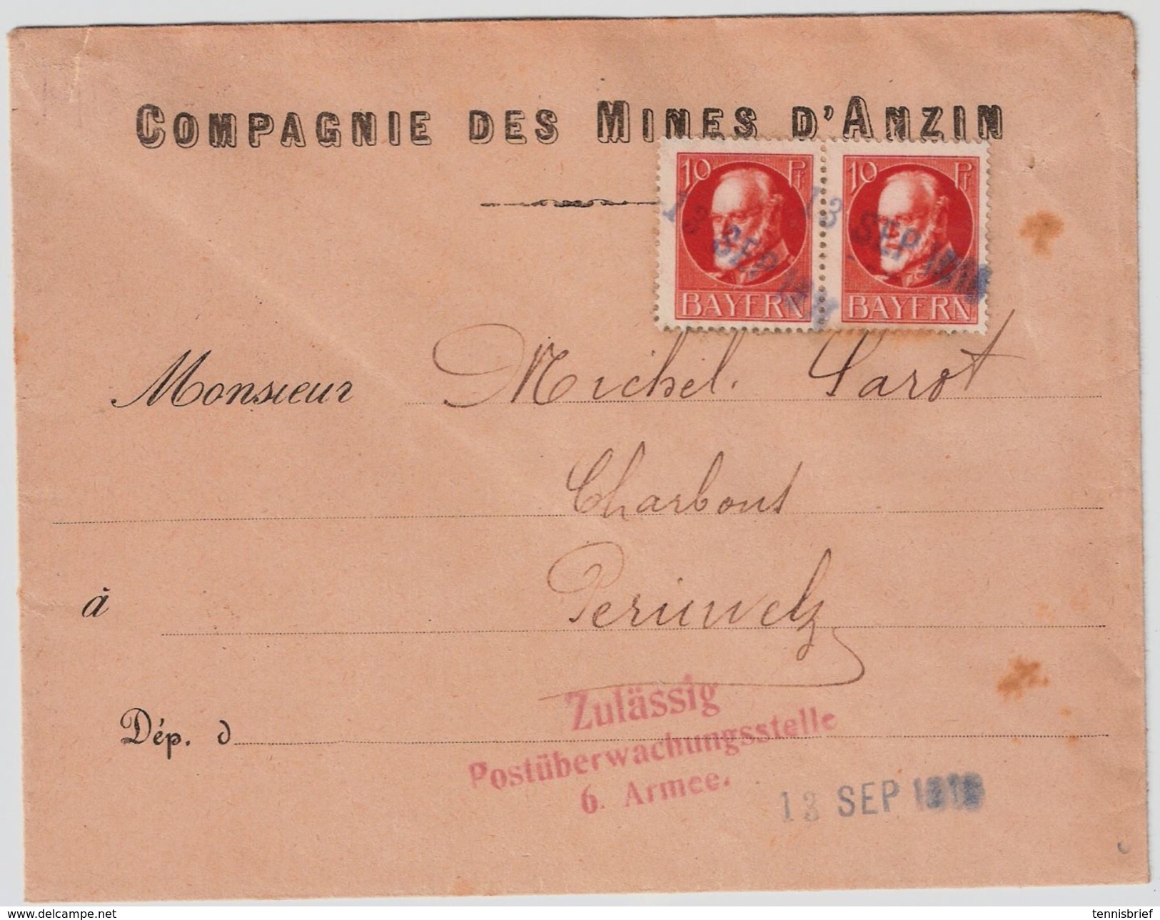 Etapes, 1916, Anzin, Timbres De Baviere   ,   #8702 - OC26/37 Staging Zone