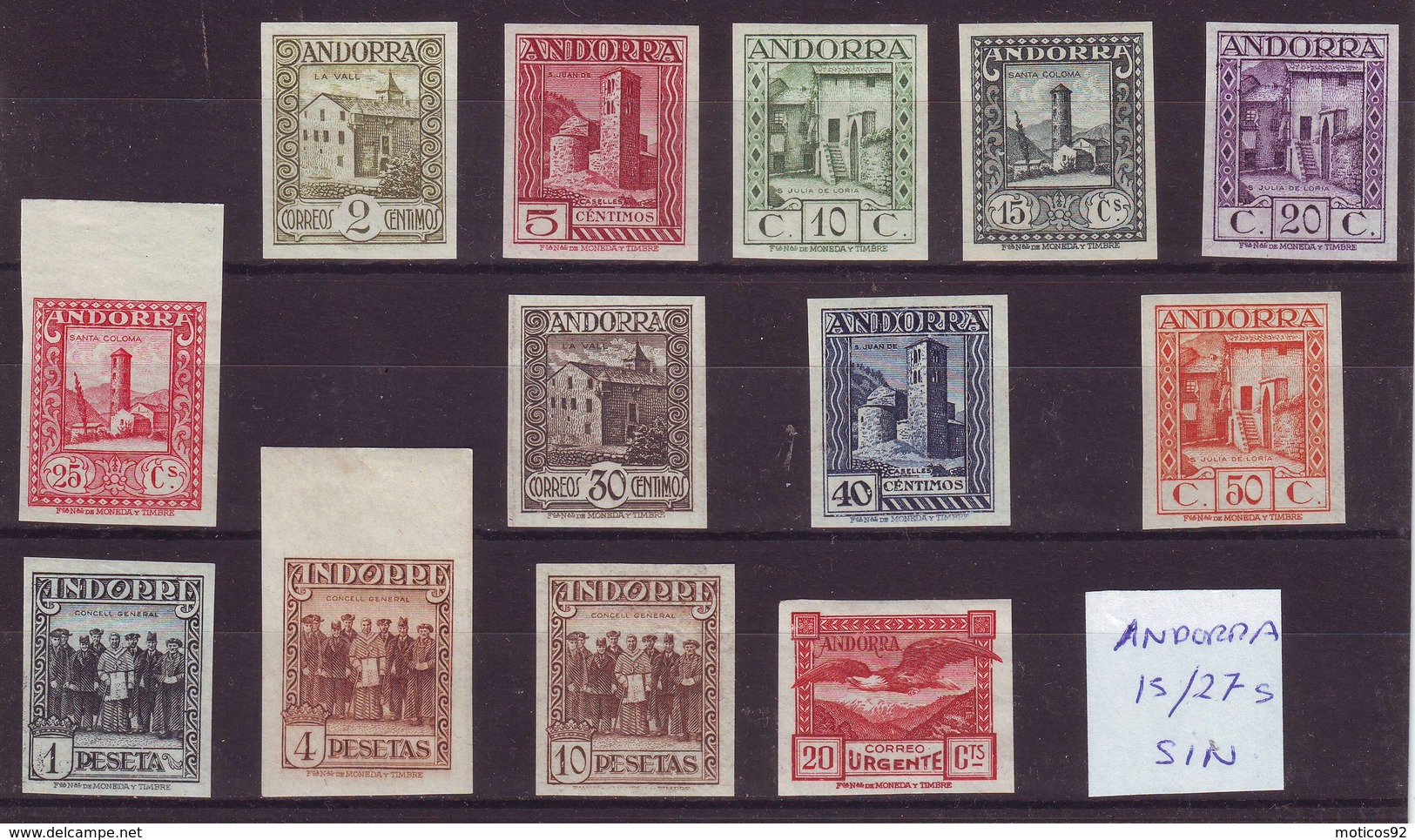 +ANDORRA 15 S /27 S. **MNH.   VC 1700 Euros. EL 25 CON CAMBIO DE COLOR - Nuevos