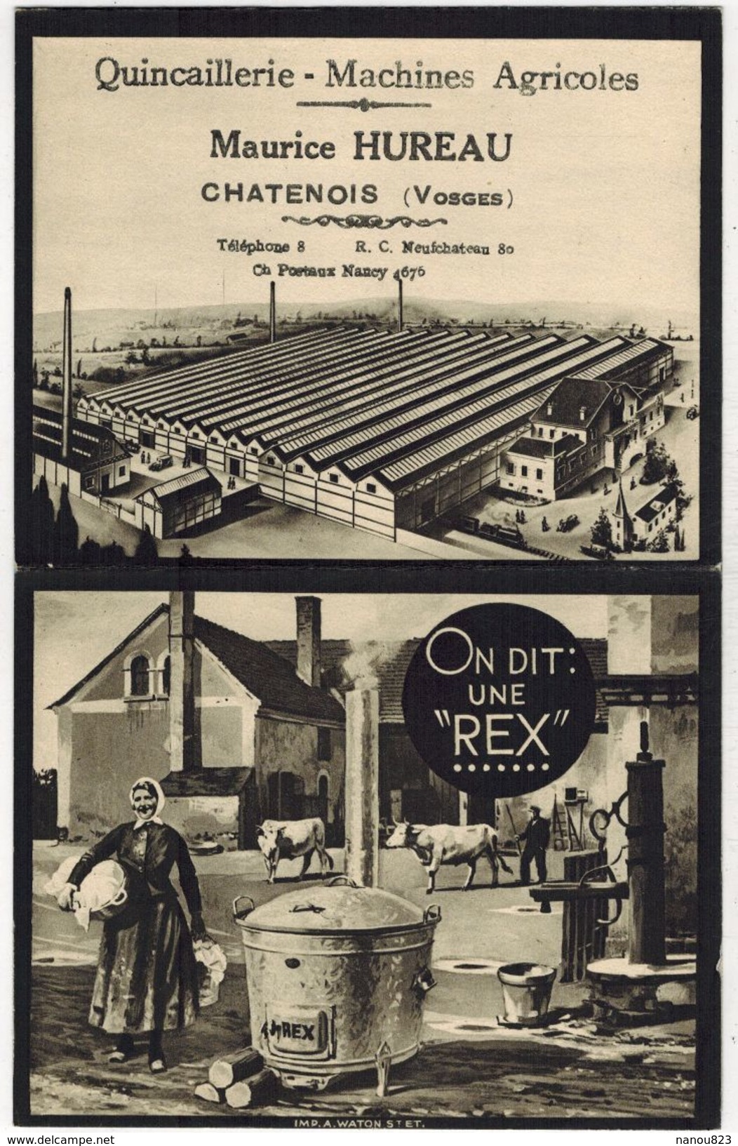 CHATENOIS Vosges : Superbe Dépliant Publicitaire REX Galvanisées De Monsieur HUREAU Machines Agricoles Quincaillerie - Advertising