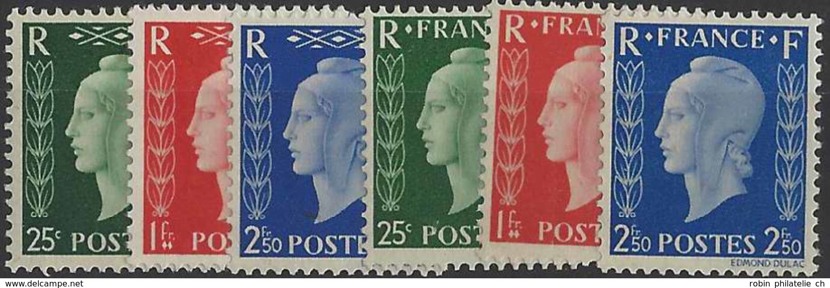 France XXème Siècle  N° 701 A à F Série Non émise De Londres 6 Valeurs Qualité: ** Cote: 960 Â€ - 1944-45 Marianne De Dulac