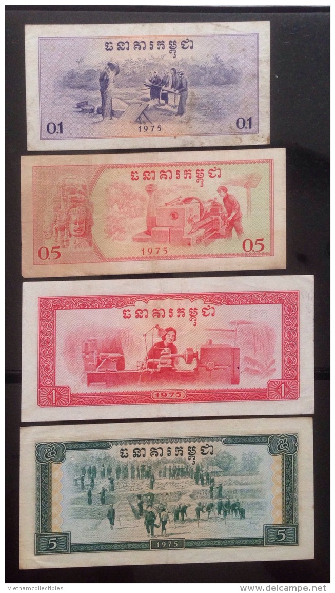 Full Set 7 Cambodia Cambodge Pol Pot Khmer Rouge Regime Banknotes 1975 - P#18-24 - Cambodja