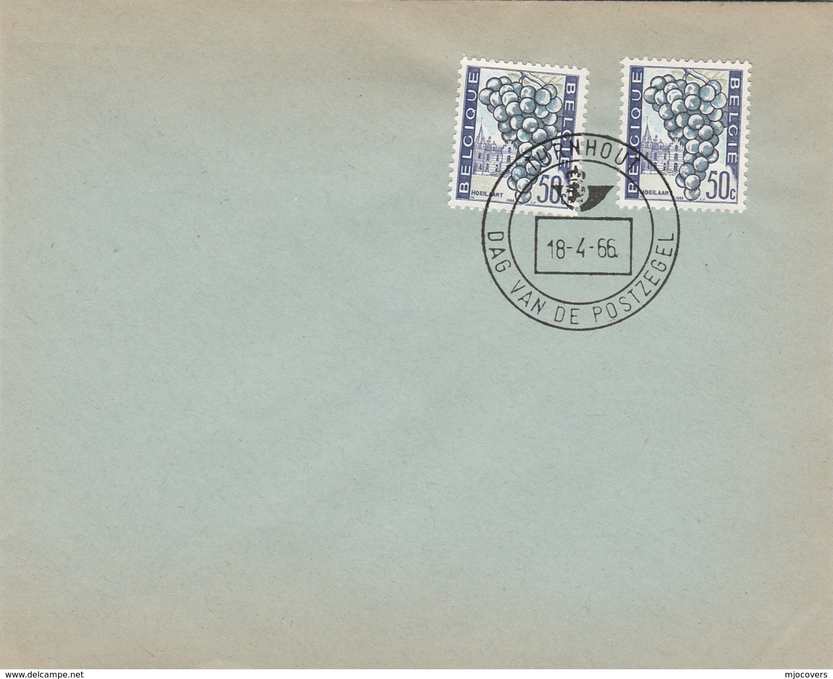 1966  BELGIUM COVER EVENT Pmk TORNHOUT STAMP DAY ,2x 50c GRAPES Stamps Fruit - Fruits