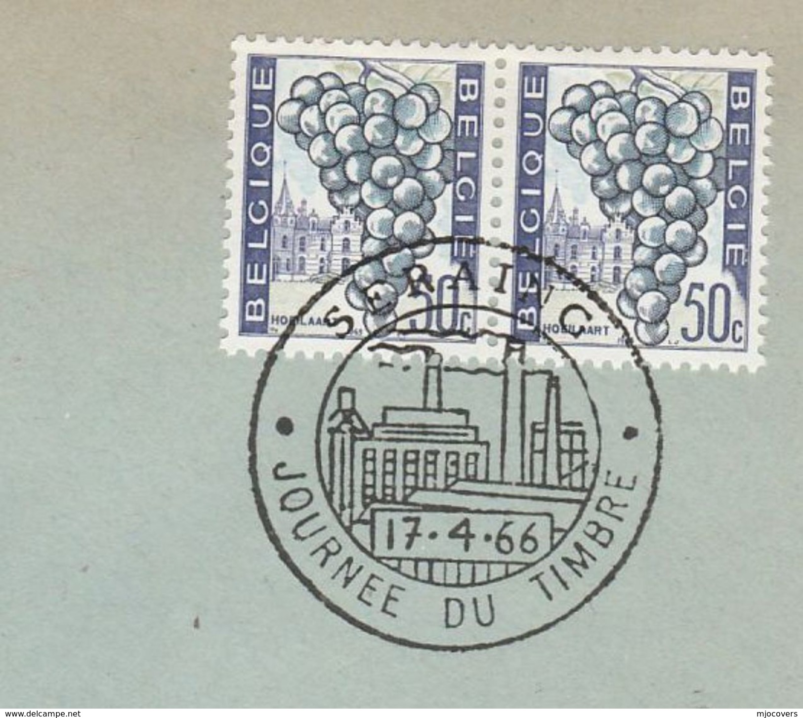 1966 Cover SERAING STEEL FACTORIES EVENT  Belgium 2x 50c GRAPES Stamps Fruit Industry Minerals Stamp Day Metal - Usines & Industries