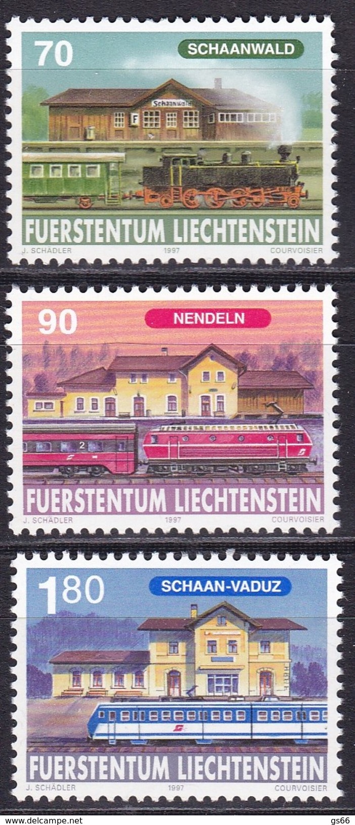 Liechtenstein, 1997, Mi.1155/57, 125 Jahre Eisenbahn In Liechtenstein. MNH ** - Nuovi