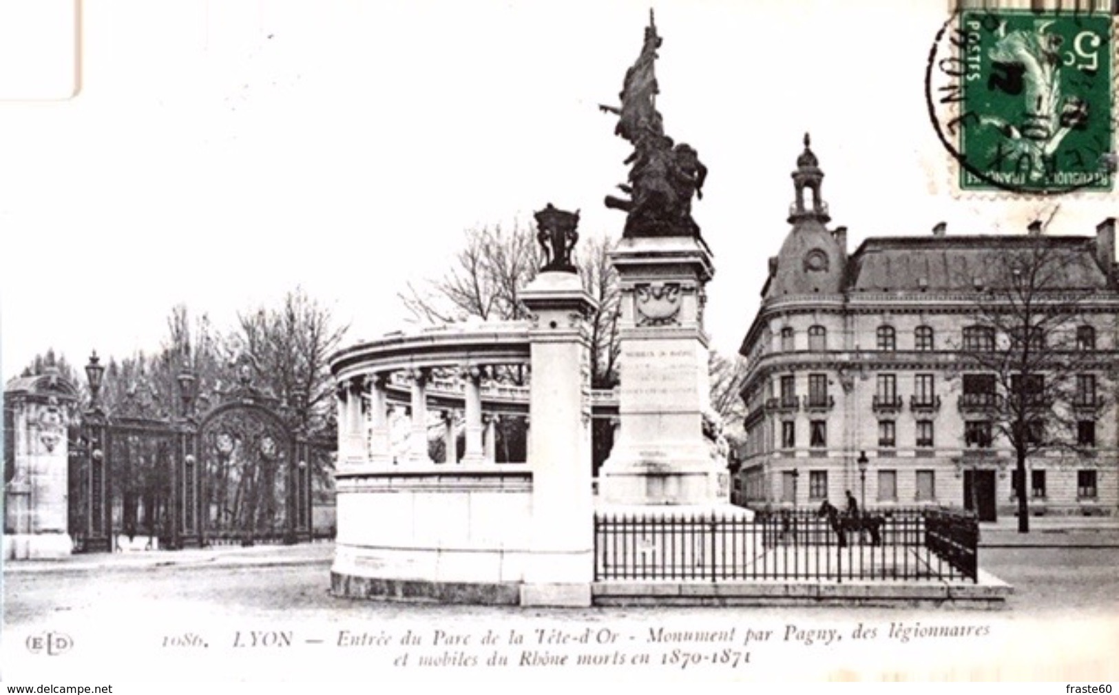 #& Lyon - Entrée Du Parc De Tête D'Or - Monument Par Pagny Des Légionnaires Et Mobiles Du Rhône  Morts En 1870/1871 - Autres & Non Classés