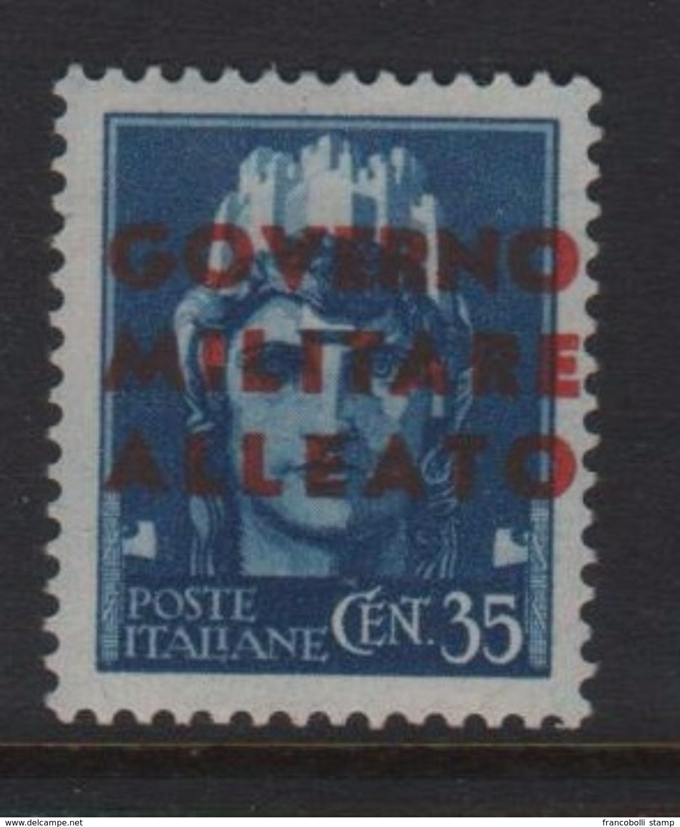 1943 Occupazione 35 C. Azzurro Imperiale Firmato Diena MNH - Occup. Anglo-americana: Napoli