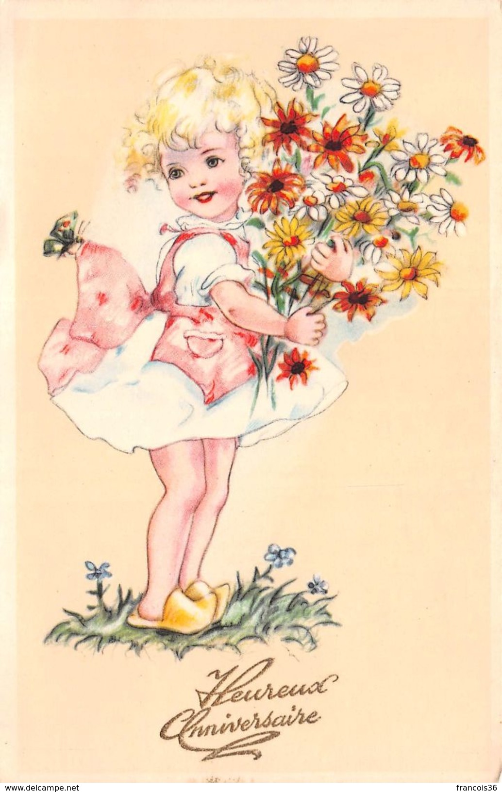 Lot de 90 CPA Fantaisies 1900s 1950s : Femmes enfants couples illustrations fleurs etc