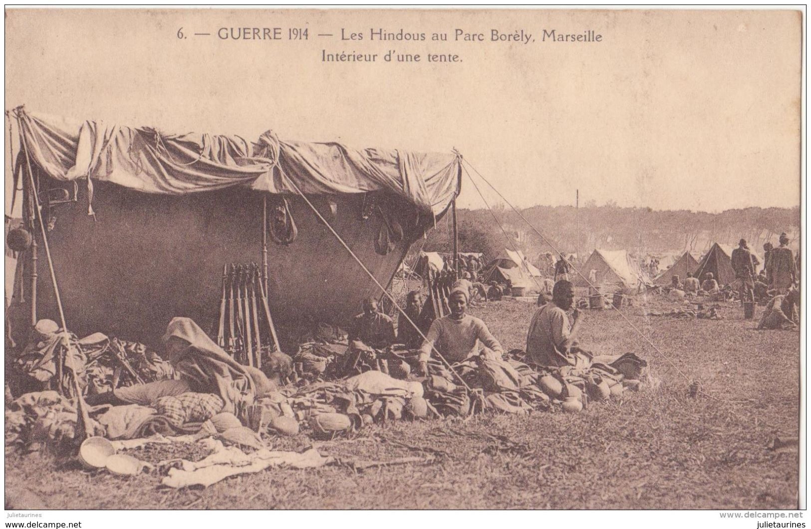 MARSEILLE  GUERRE DE 1914 LES HINDOUS INTERIEUR UNE TENTE  CPA BON ÉTAT - War 1914-18