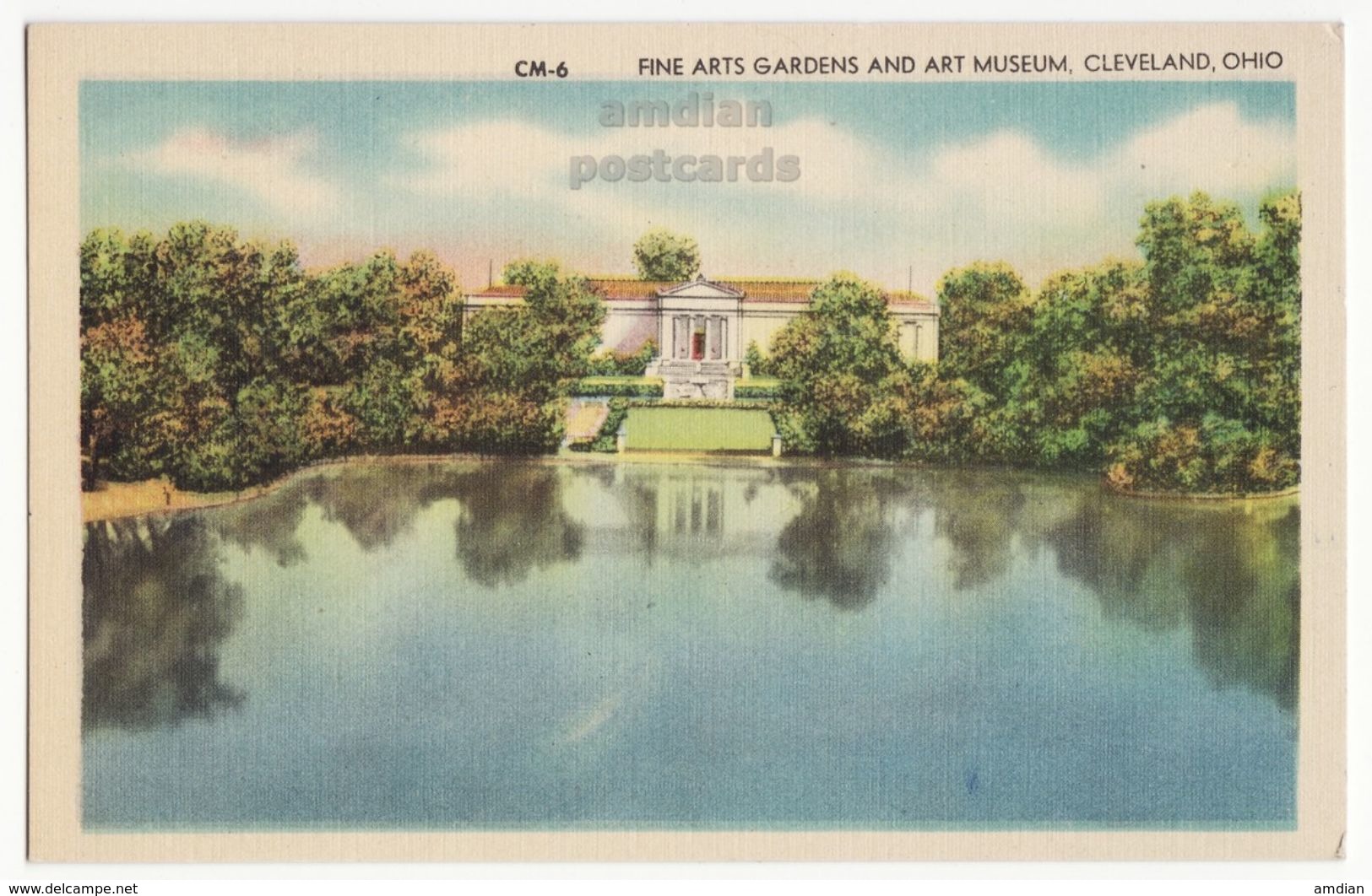 Cleveland OH Fine Arts Gardens & Art Museum Front View C1940s Vintage Ohio Postcard M8539 - Cleveland