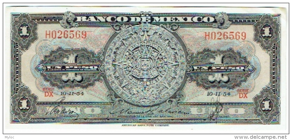 Banco De Mexico. UN PESO.  10-II-54 - México