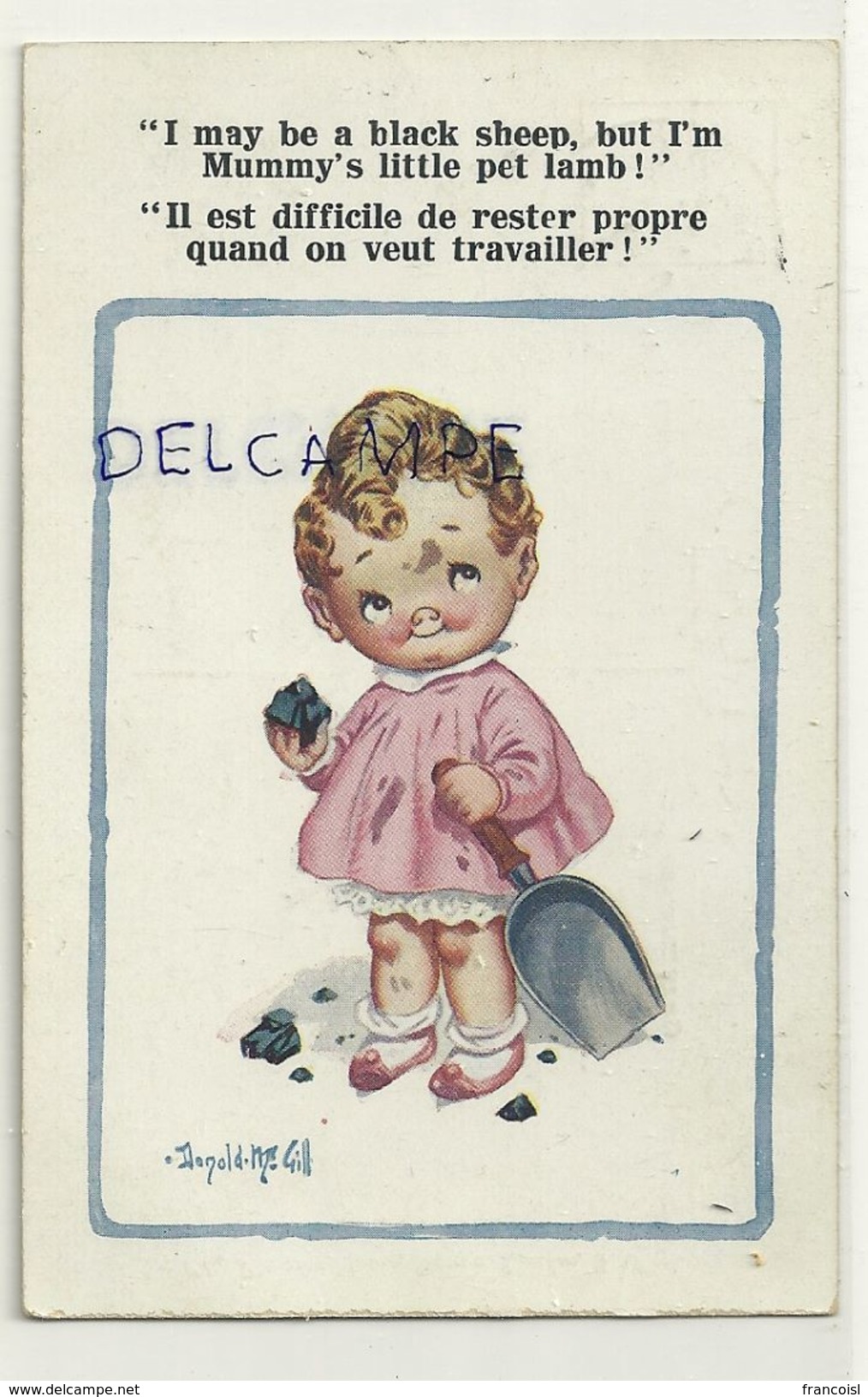 Petite Fille Et Pelle à Charbon. Signée Donald Mc Gill. 1928 - Mc Gill, Donald