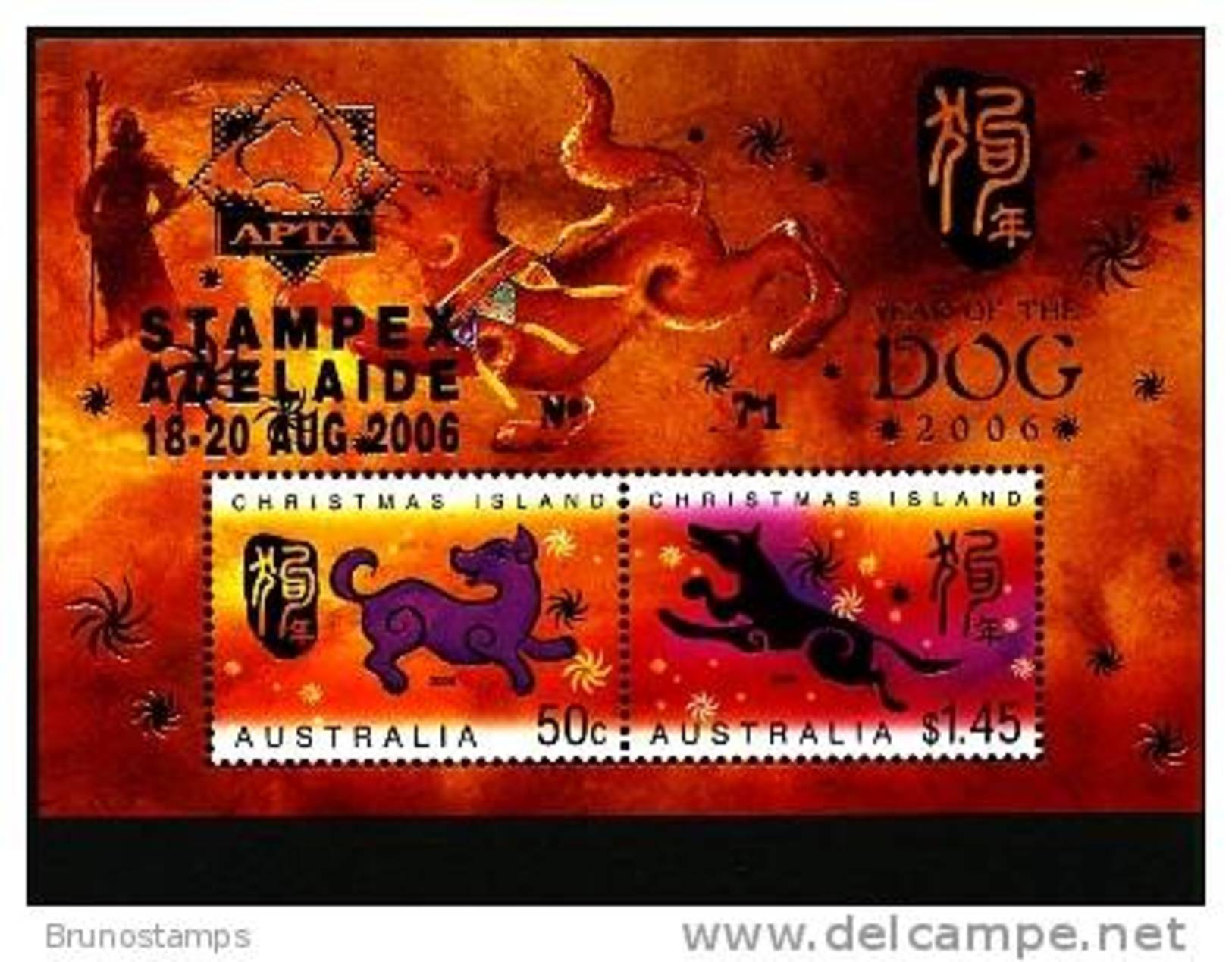 AUSTRALIA-CHRISTMAS ISLANDS-2006 YEAR OF THE DOG MS OVPT APTA STAMPEX MINT NH - Christmas Island