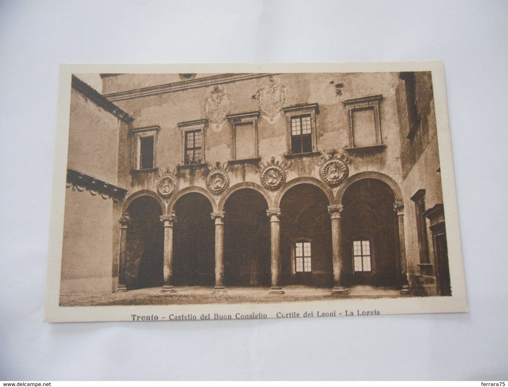 CARTOLINA TRENTO CASTELLO DEL BUONCONSIGLIO CORTILE DEI LEONI-LA LOGGIA. - Trento