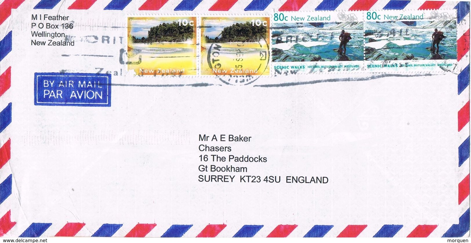 25792. Carta Aerea WELLINGTON (New Zealand) 2000 To England - Covers & Documents
