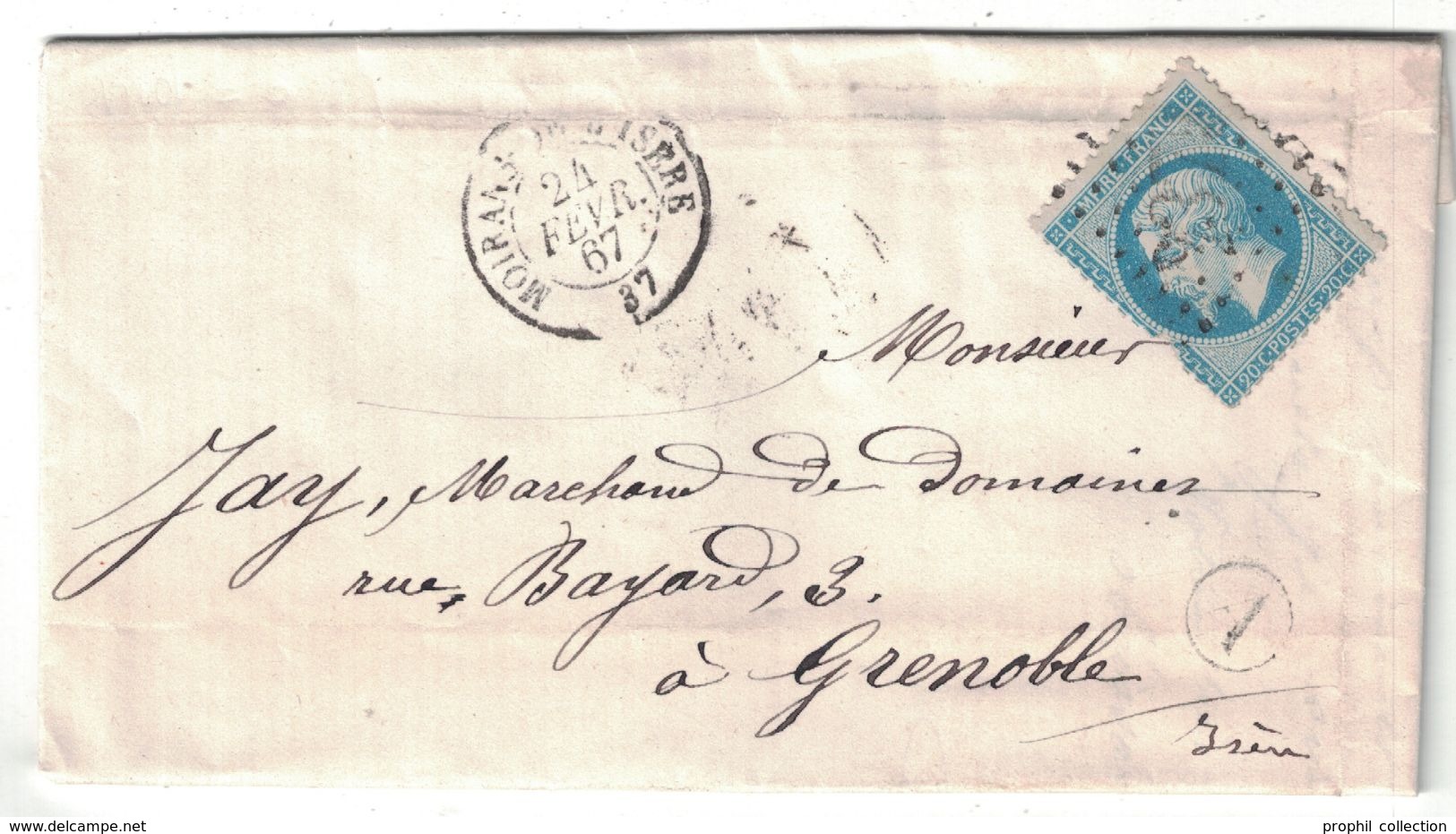 1867 - CACHET De BOITE RURALE LOCALISÉE (ST JEAN DE MOIRANS) Sur LETTRE LAC CAD MOIRANS (ISERE) Pour GRENOBLE GC 2375 - 1849-1876: Classic Period