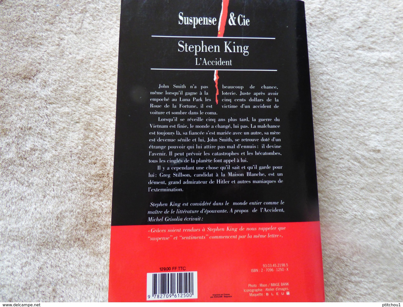 Stephen KING L'accident - Andere & Zonder Classificatie