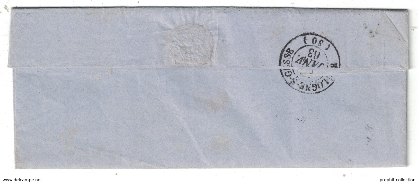 1863 - CACHET De BOITE RURALE LOCALISÉE (JUVIGNÉ?) LETTRE LAC CAD BRISSAC (MAINE Et LOIRE) Pr BOULOGNE SUR GESSE GC 646 - 1849-1876: Periodo Clásico