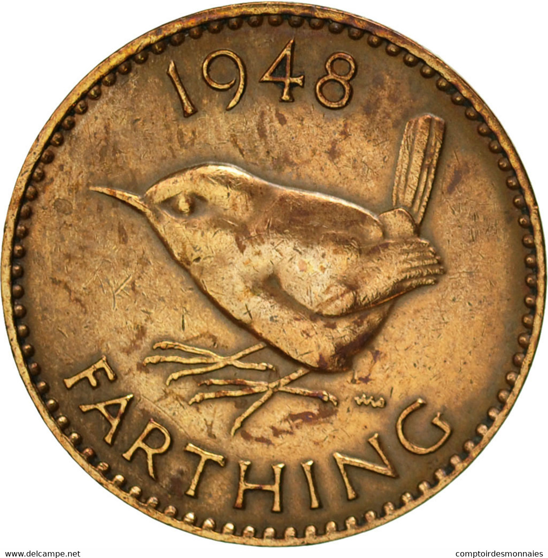 Monnaie, Grande-Bretagne, George VI, Farthing, 1948, TTB, Bronze, KM:843 - B. 1 Farthing