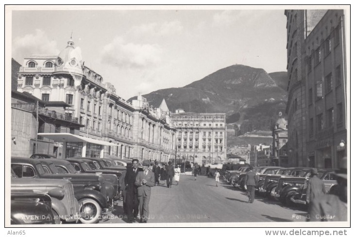 Bogota Colombia, Avenida Jimenez De Quesada Avenue Street Scene, Autos, C1940s Vintage Real Photo Postcard - Colombia