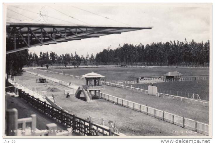 Bogota Colombia, Hippodrome De Bogota Horsetrack Horse Race Stadium, C1940s Vintage Real Photo Postcard - Colombie