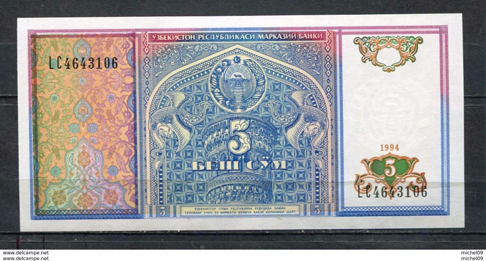 OUZBEKISTAN 5 SUM 1994 PÏCK 74 BILLET NEUF UNC - Uzbekistan