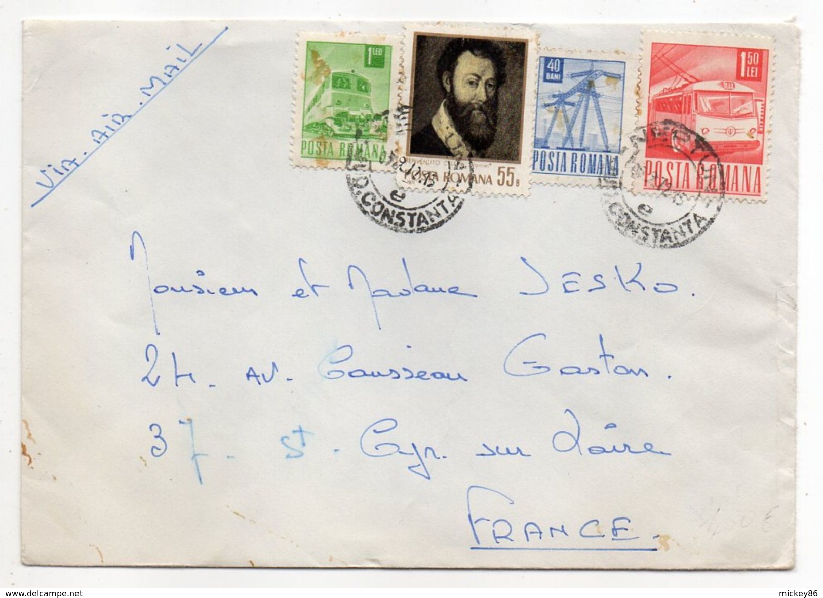 Roumanie--1972--Lettre Pour St Cyr/Loire-37--Composition De Timbres - Brieven En Documenten