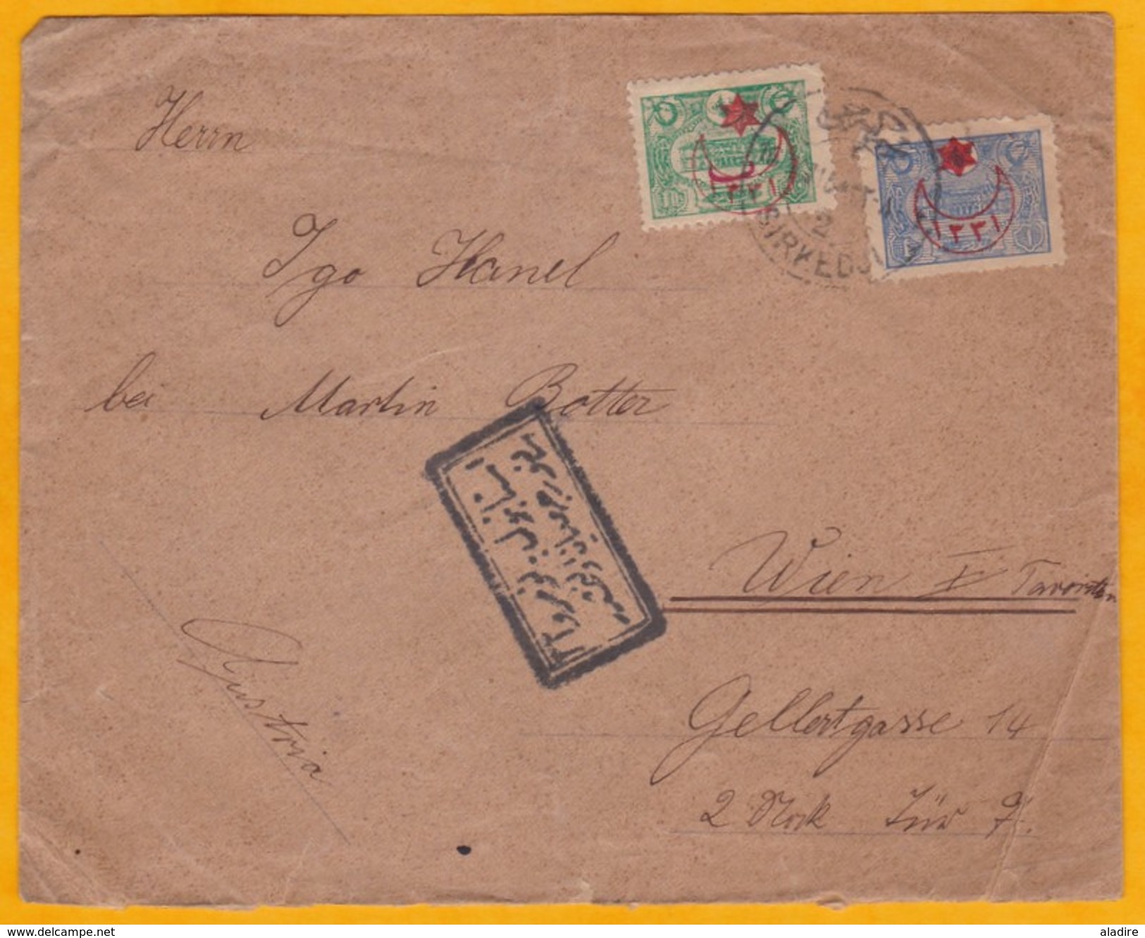 Circa 1918 - Enveloppe De Constantinople, Empire Turc Vers Vienne, Autriche - Timbres Surchargés - Lettres & Documents