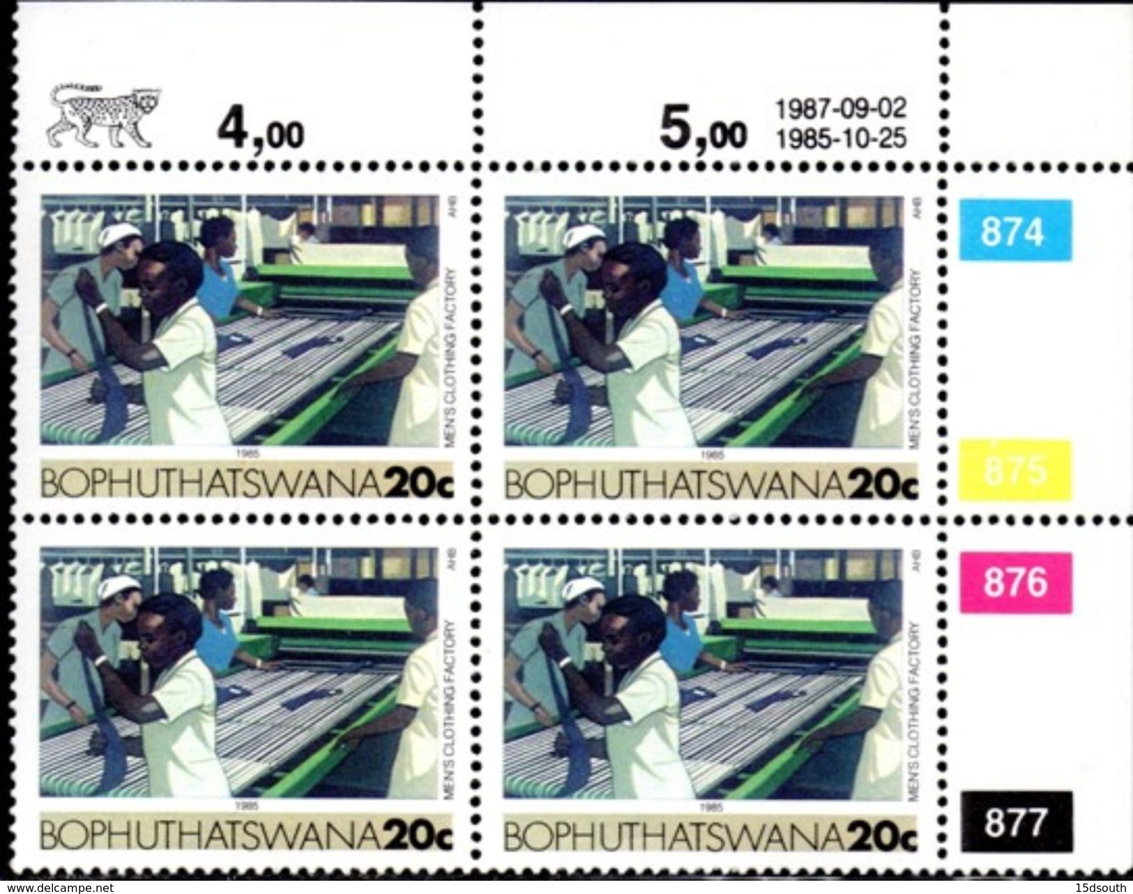 Bophuthatswana - 1984 Industries 20c Control Block (1987-09-02) # SG 138 - Bophuthatswana