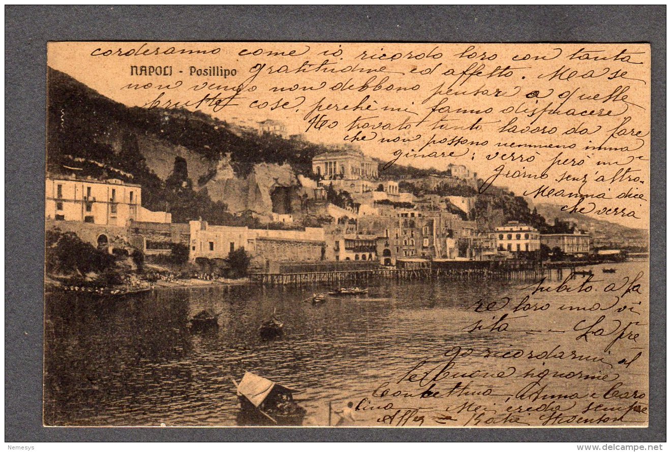 1913 NAPOLI Posillipo Panorama FP V SEE 2 SCANS Animata Barche - Napoli