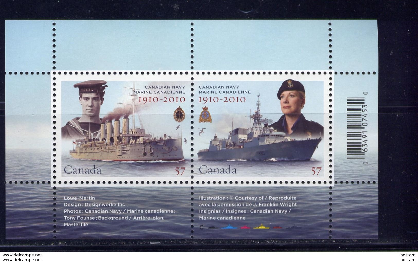 CANADA 2010, SS # 2384,  100 YEAR OF CANADIAN NAVY  .  GOOD CONDITION - Blocs-feuillets