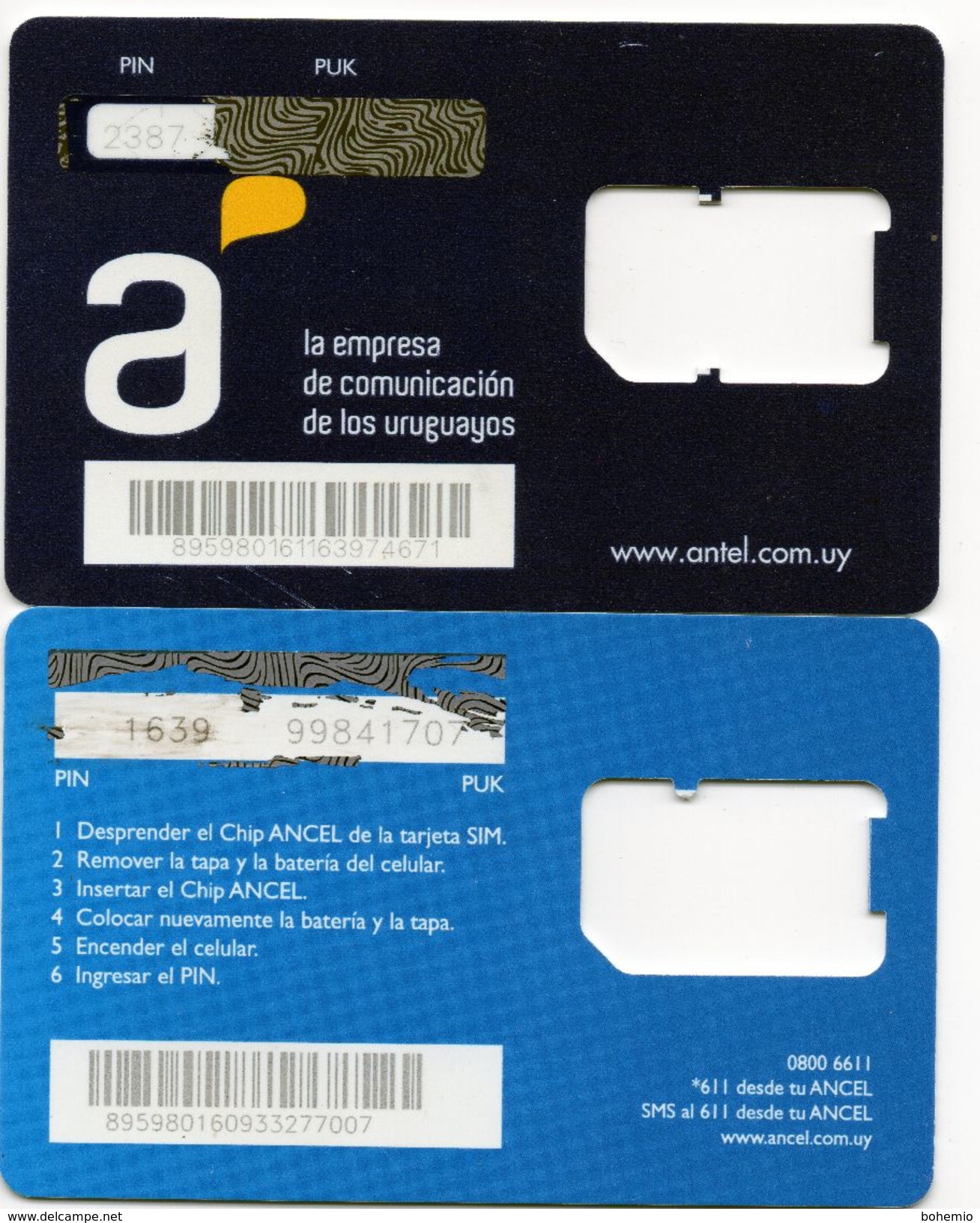 2 Tarjetas SIM De Ancel - Uruguay