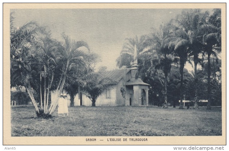 Gabon Church Of Talagouga, C1910s/20s Vintage Postcard - Gabon