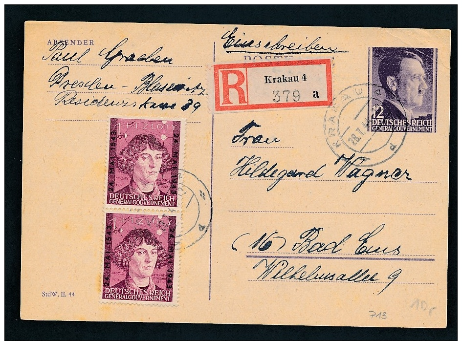 Krakau R.- Karte    ... Netter Beleg  ( T5929  )-siehe Scan !! - Besetzungen 1938-45