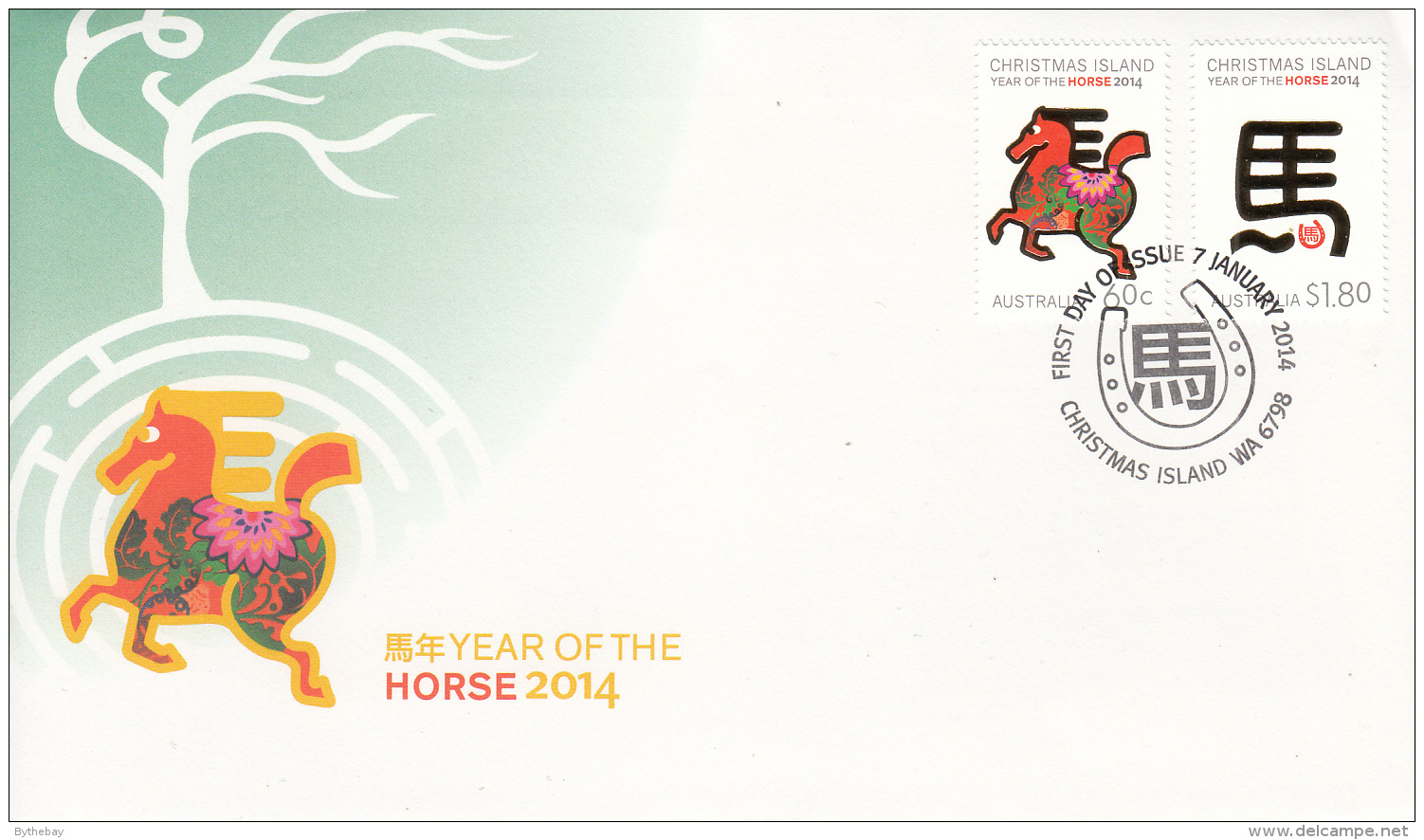 Christmas Island 2014 FDC Set Of 2 Year Of The Horse - Chinese New Year