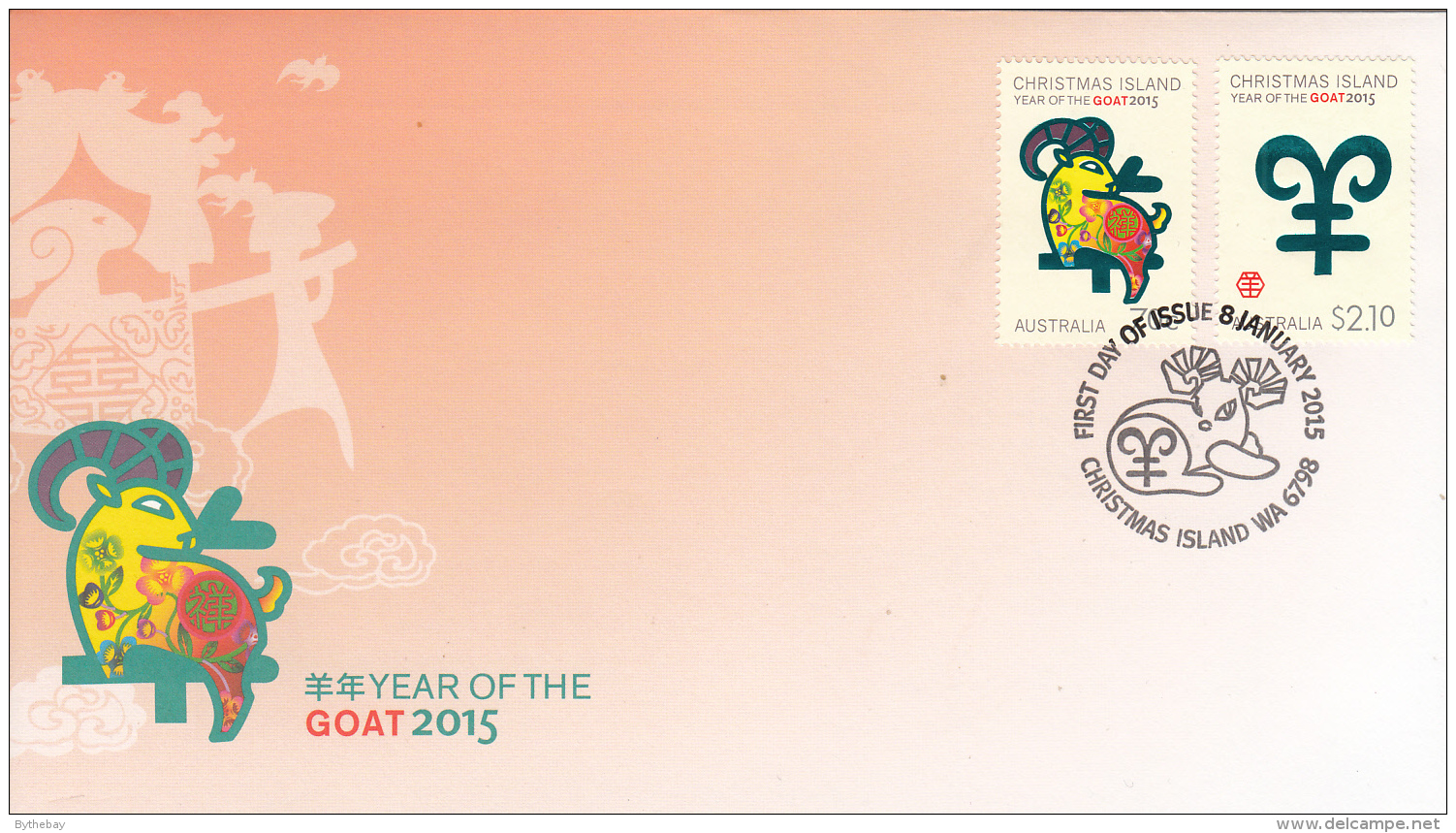 Christmas Island 2015 FDC Set Of 2 Year Of The Ram - Nouvel An Chinois