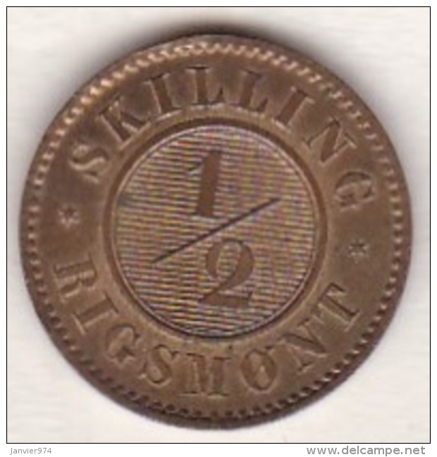 Denmark . 1/2 Skilling Rigsmont 1857 , Frederik VII , KM# 767 - Dinamarca