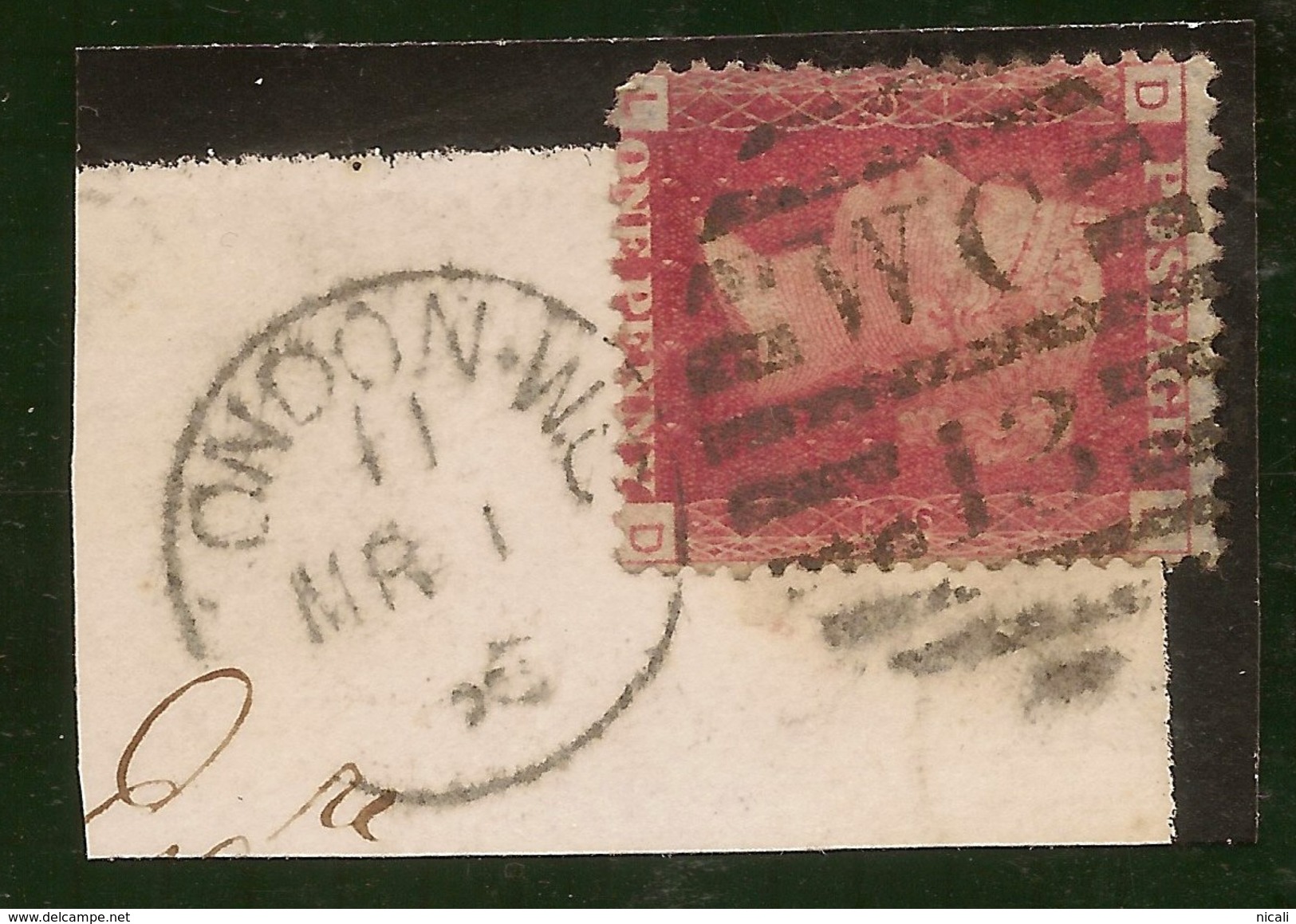 GB 1858 1d On Piece (plate 91) SG 43 U #ABJ166 - Briefe U. Dokumente