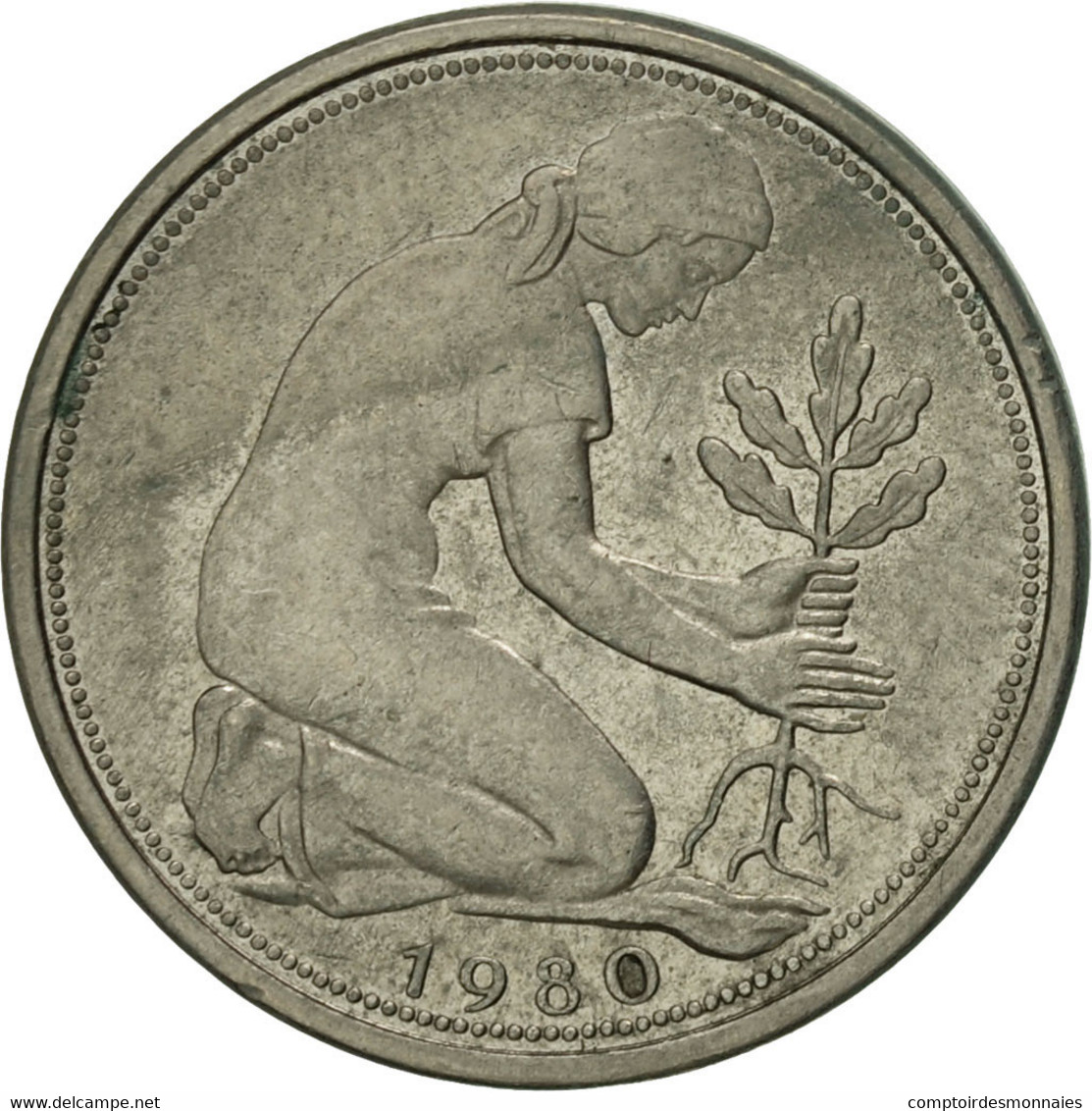Monnaie, République Fédérale Allemande, 50 Pfennig, 1980, Hambourg, TTB - 50 Pfennig