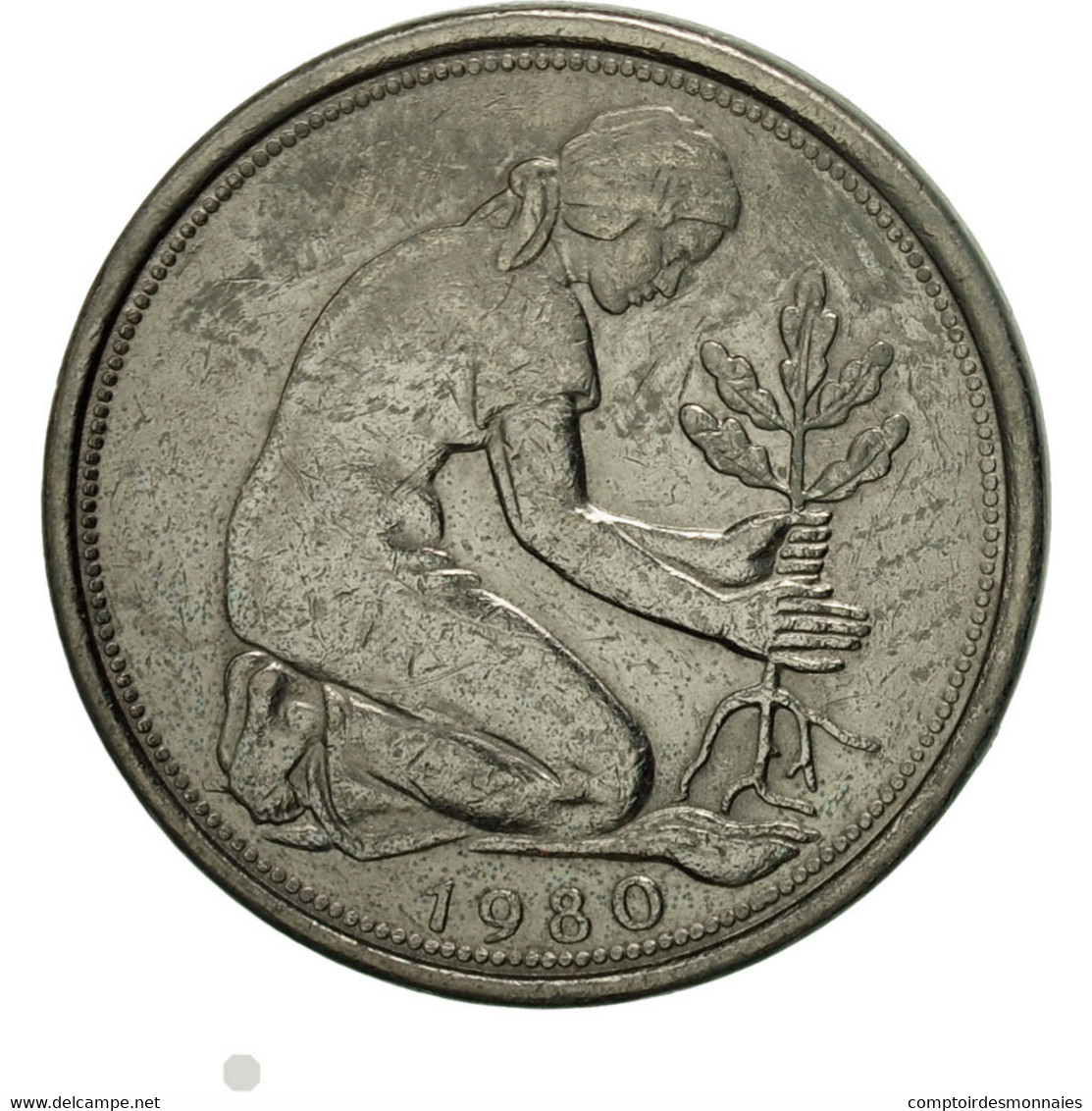 Monnaie, République Fédérale Allemande, 50 Pfennig, 1980, Stuttgart, TTB - 50 Pfennig