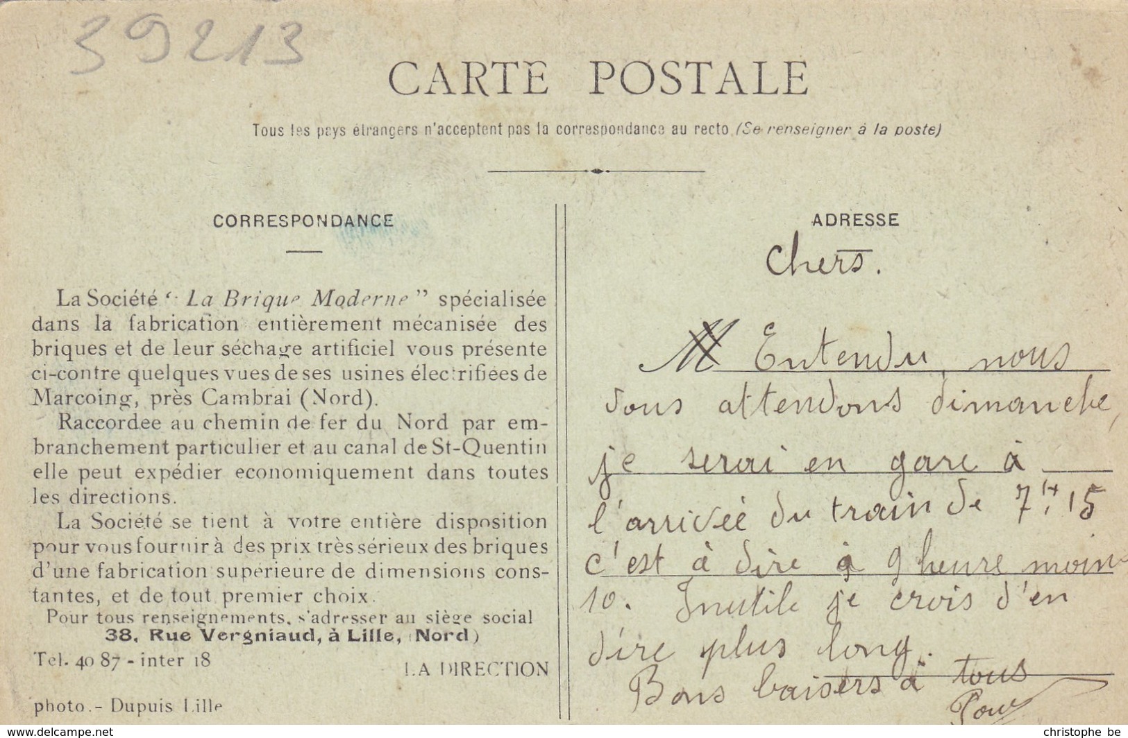 CPA Lille, La Brique Moderne, Vue Générale De L'Usine, Presse A Brique Automatique, Etc...  (pk39213) - Lille