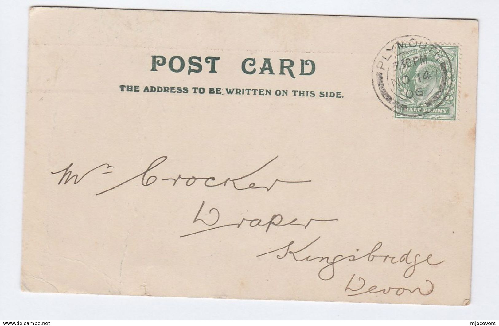 1906 GB Stamps COVER (card) S BALL & CO, PLYMOUTH  Cds To Kingsbridge , Evii E7 - Covers & Documents